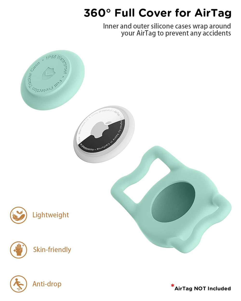 WhoseID sistema IP68 mantiene AirTag a salvo bajo agua para actividades al aire libre.