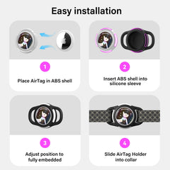 Protección precisa WhoseID AirTag, ajuste perfecto para collar de mascotas rosa