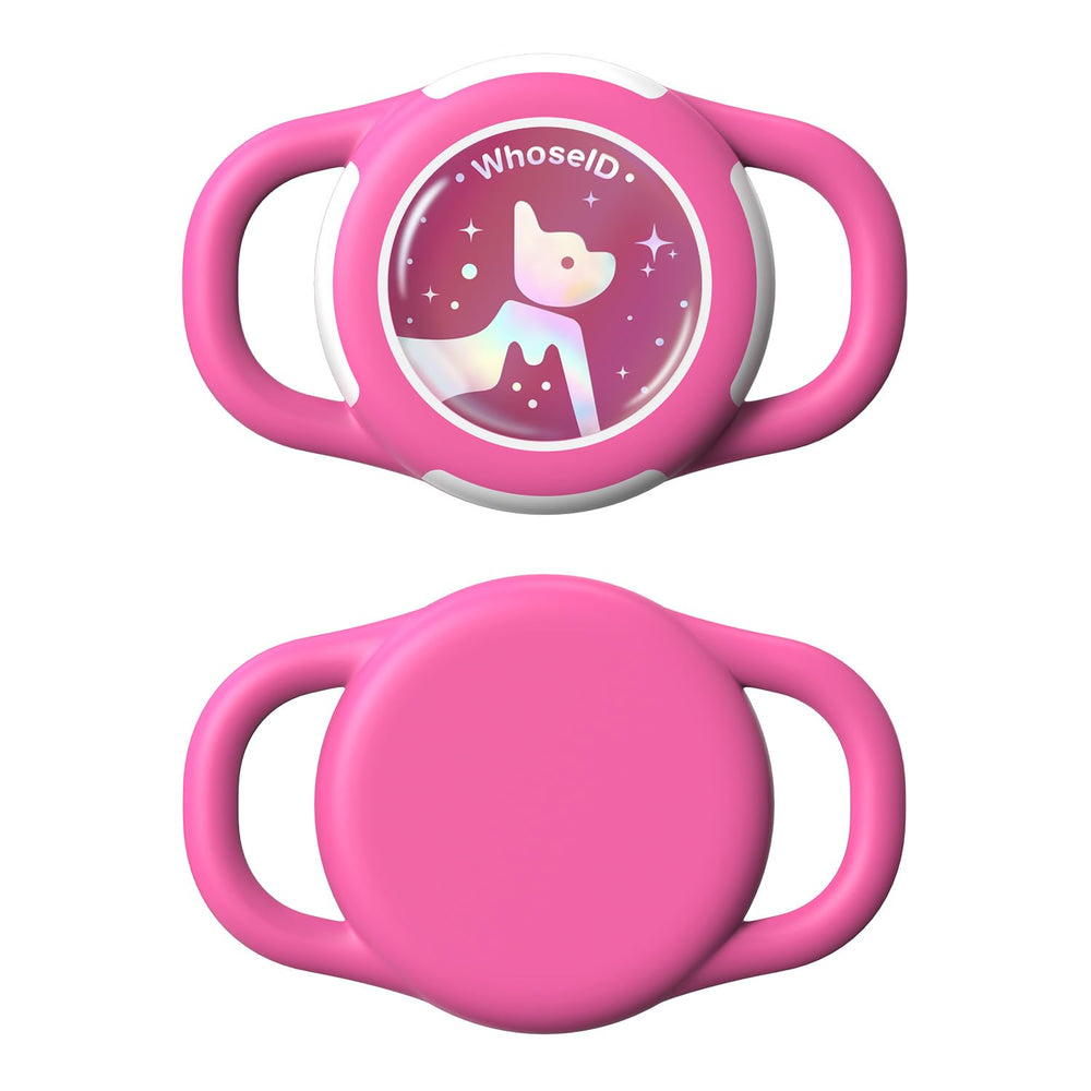 Funda WhoseID AirTag para collar rosa, protección impermeable para mascotas