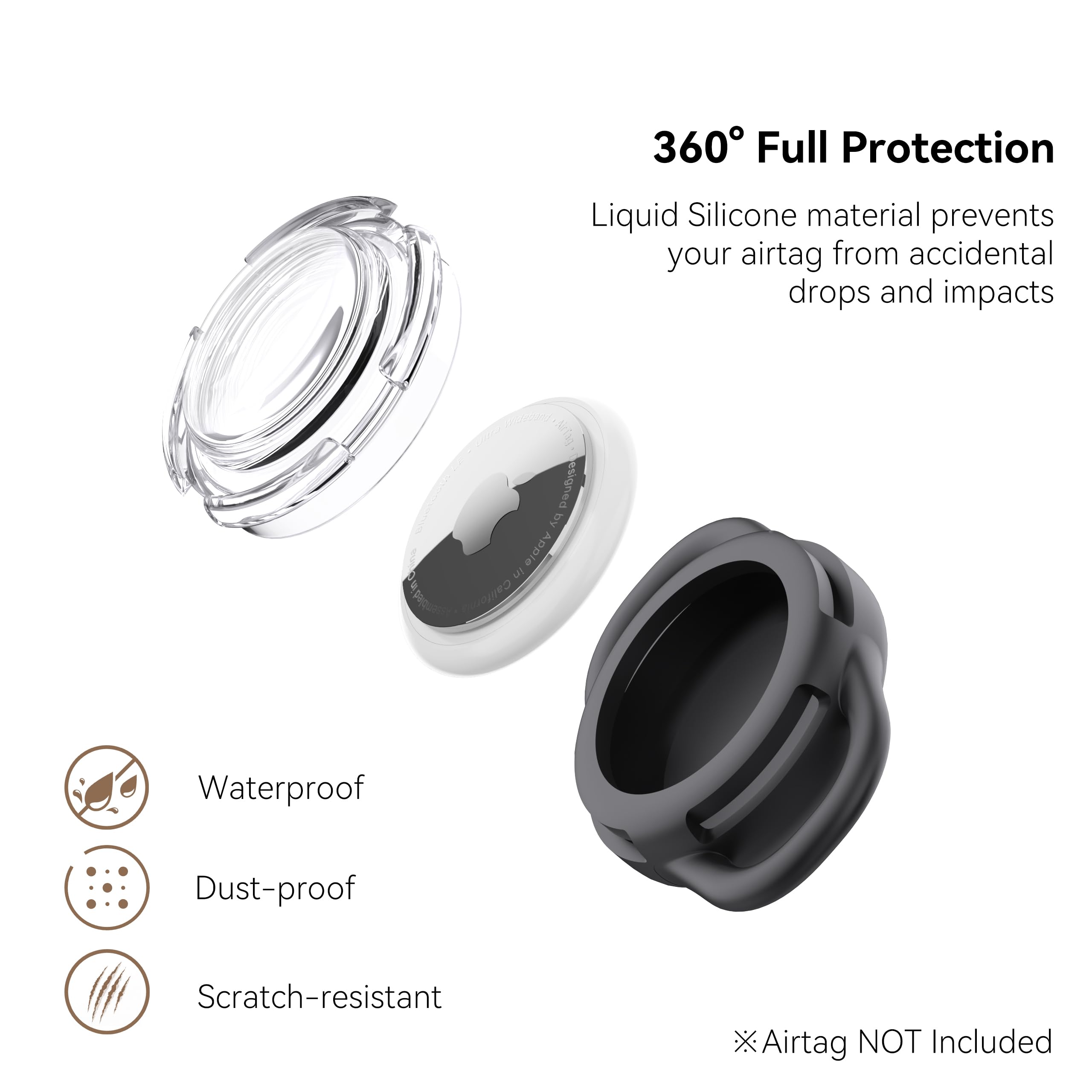 WhoseID portador AirTag para collar de gato, silicona suave que absorbe impactos.
