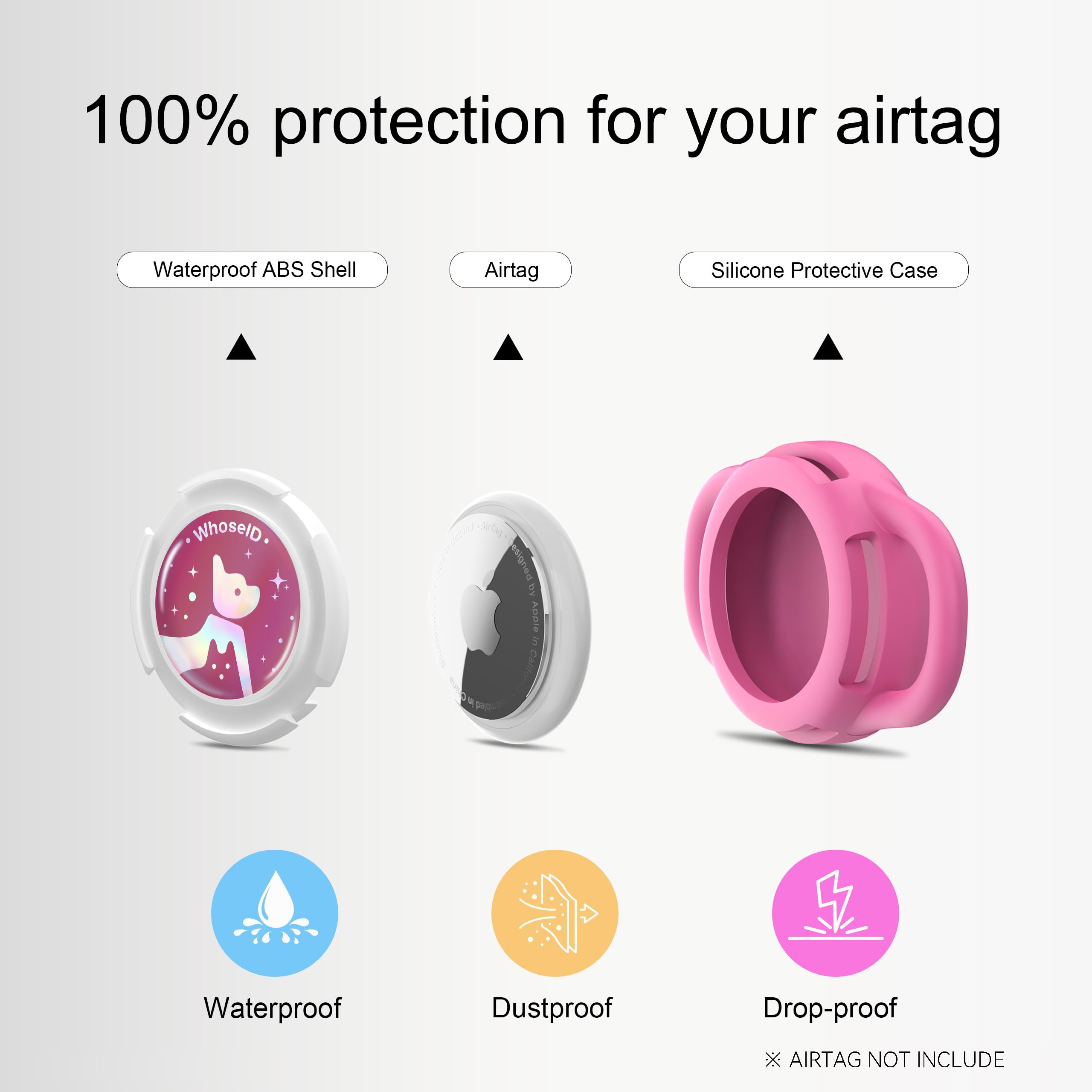 WhoseID funda AirTag, protección impermeable para condiciones exteriores y polvo