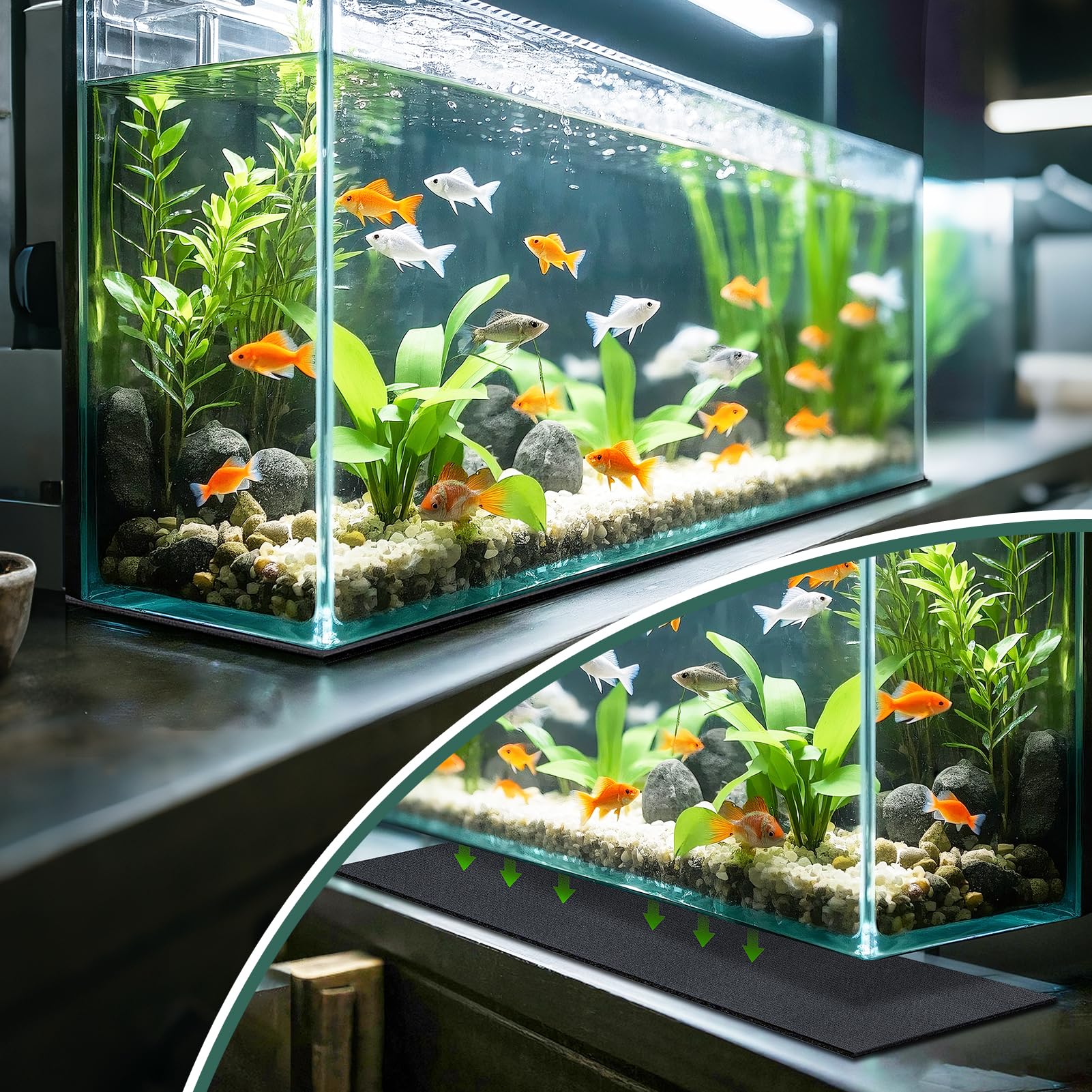 Protege suelos y mesas con la base Wibeelee para acuario.