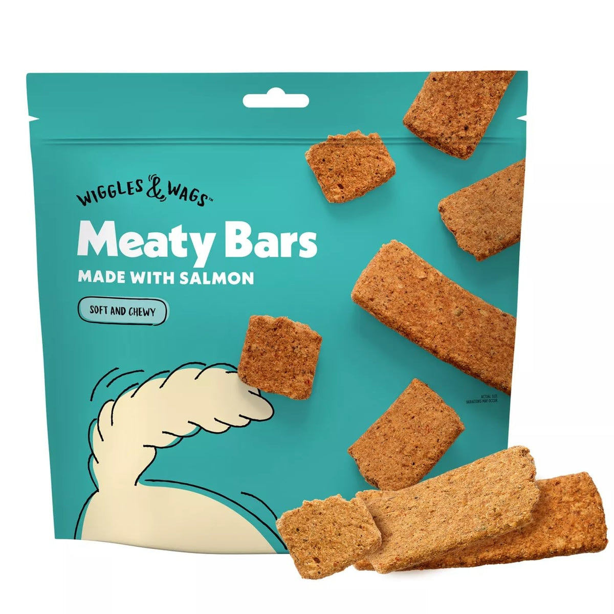 Golosinas suaves Wiggles & Wags barritas de salmón para premiar perros adultos