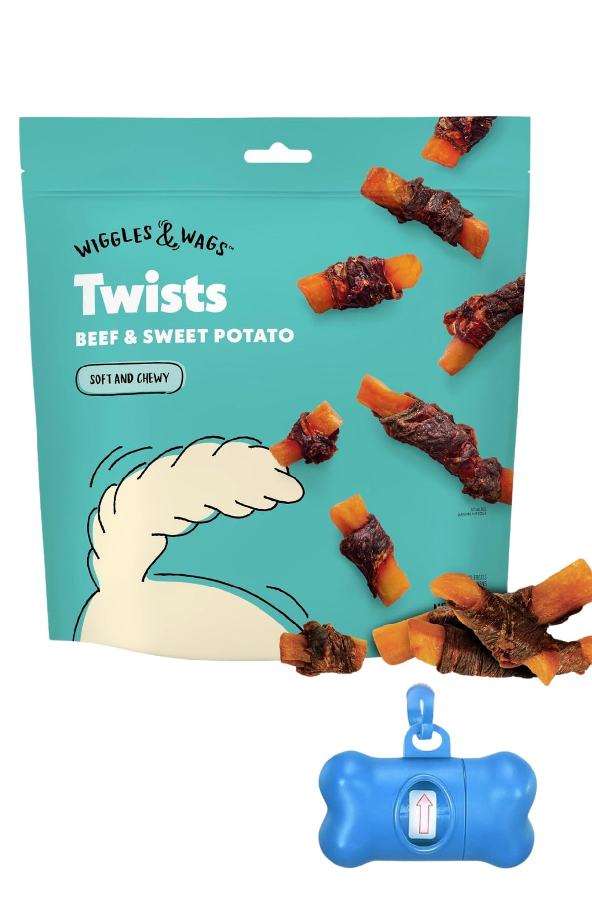 Wiggles & Wags Twists con empaque 16oz, recompensa sabrosa para perros.
