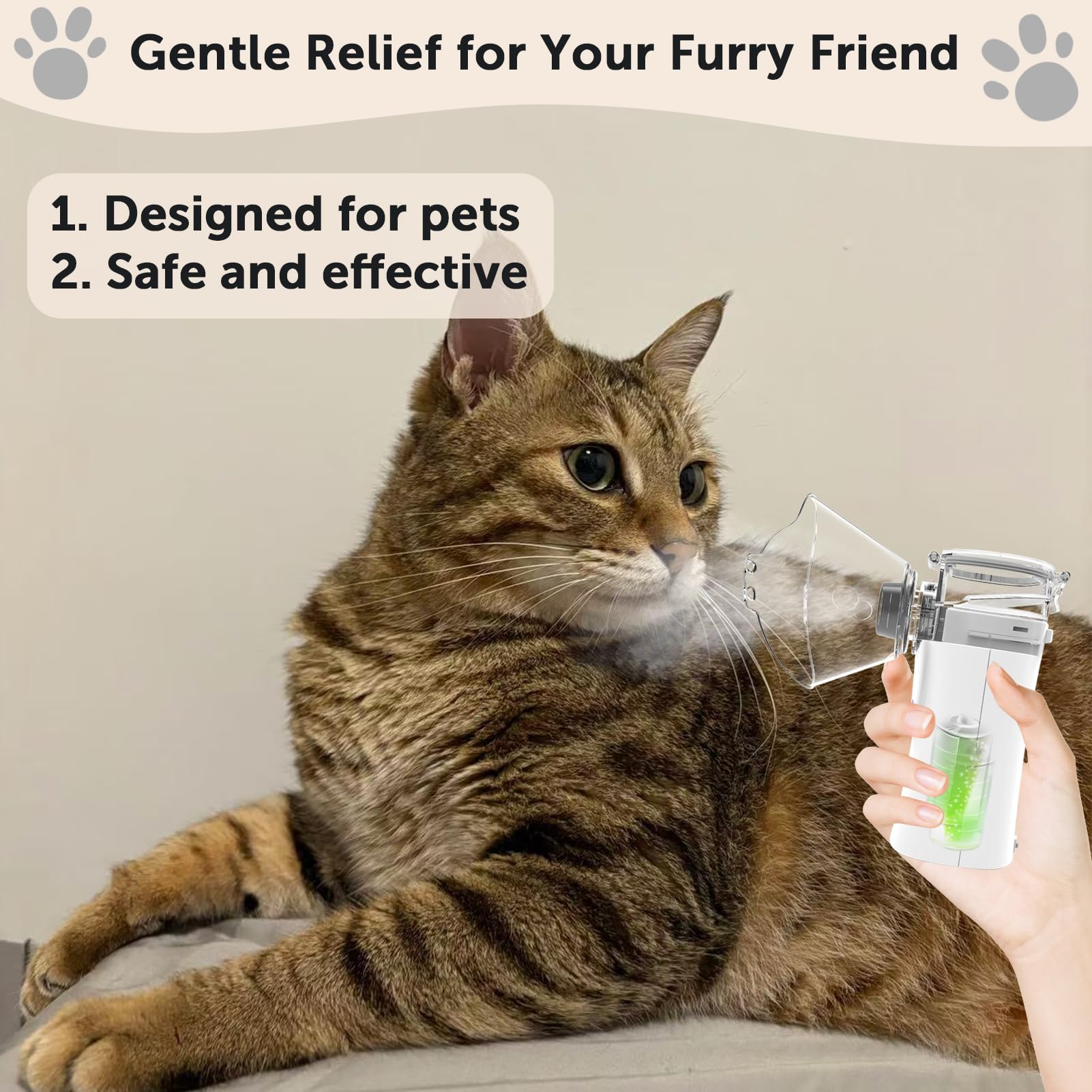 WIKSRY Nebulizador para gatos; tamaño compacto ideal para casa y viaje.