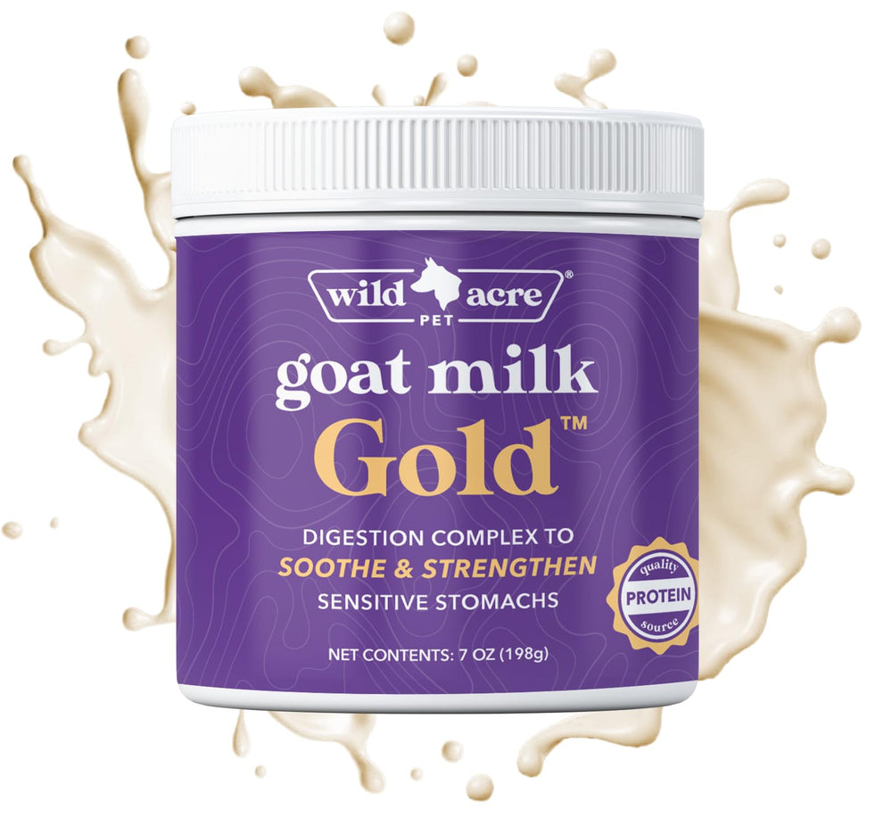 Leche de cabra en polvo de Wild Acre para perros, digestión suave.