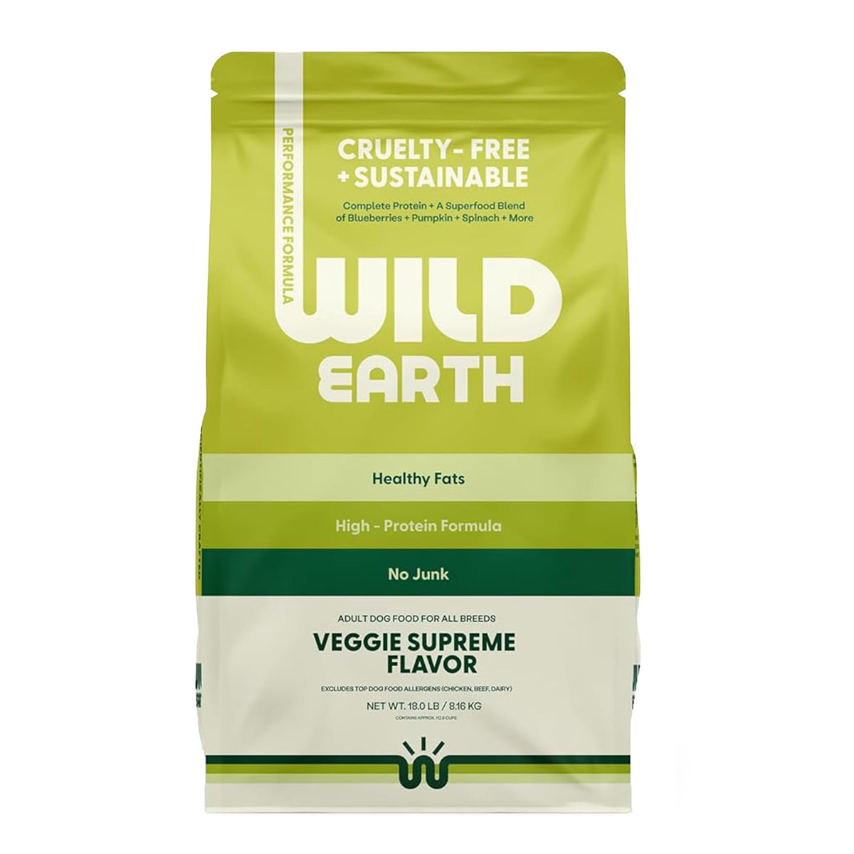 Wild Earth Vegan Performance: vista de la bolsa de 18 lb para perros activos