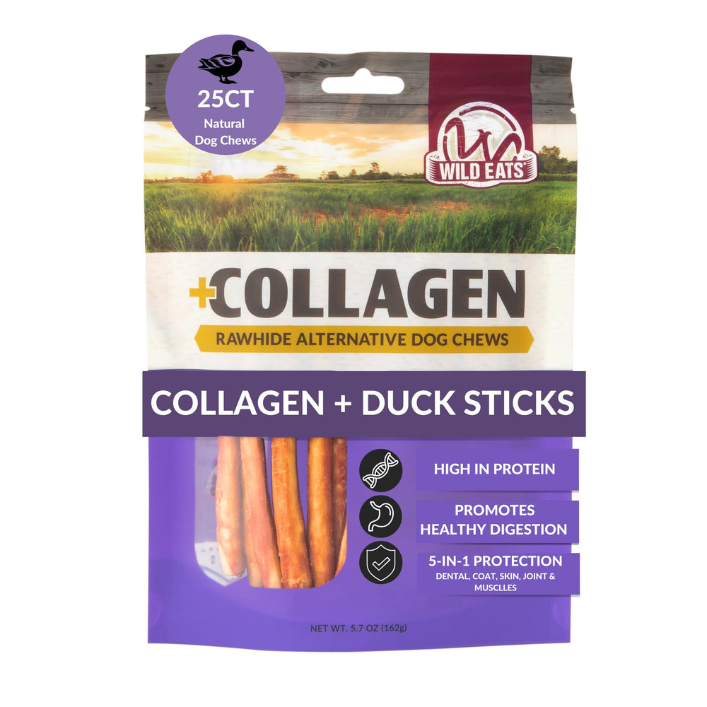 Wild Eats palito de pato con colágeno para perros, textura firme y sabrosa