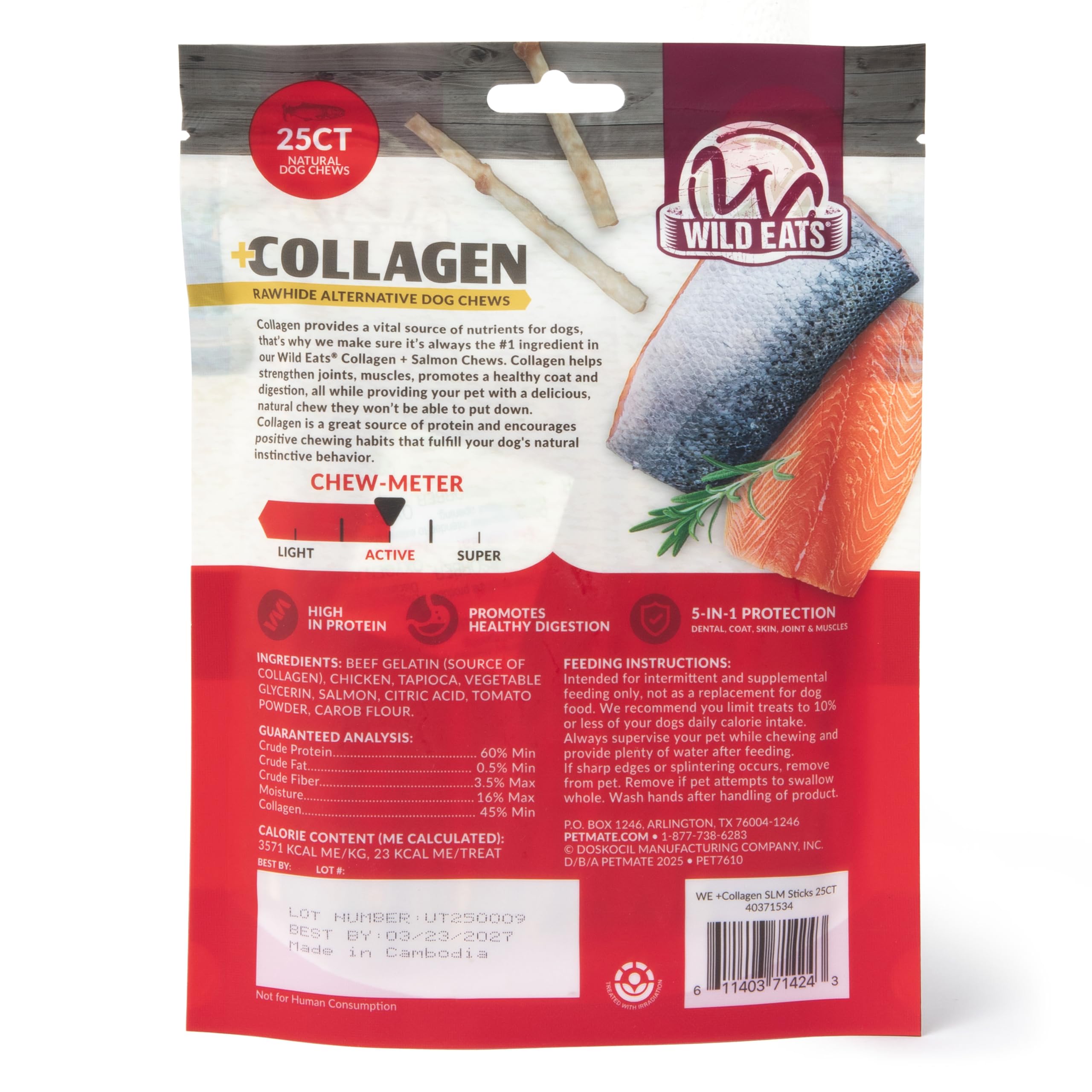 Wild Eats palitos de colágeno para perros, brillo de pelaje y piel suave
