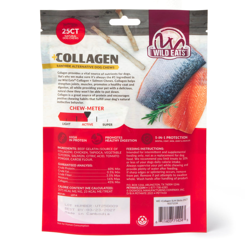 Wild Eats palitos de colágeno para perros, brillo de pelaje y piel suave