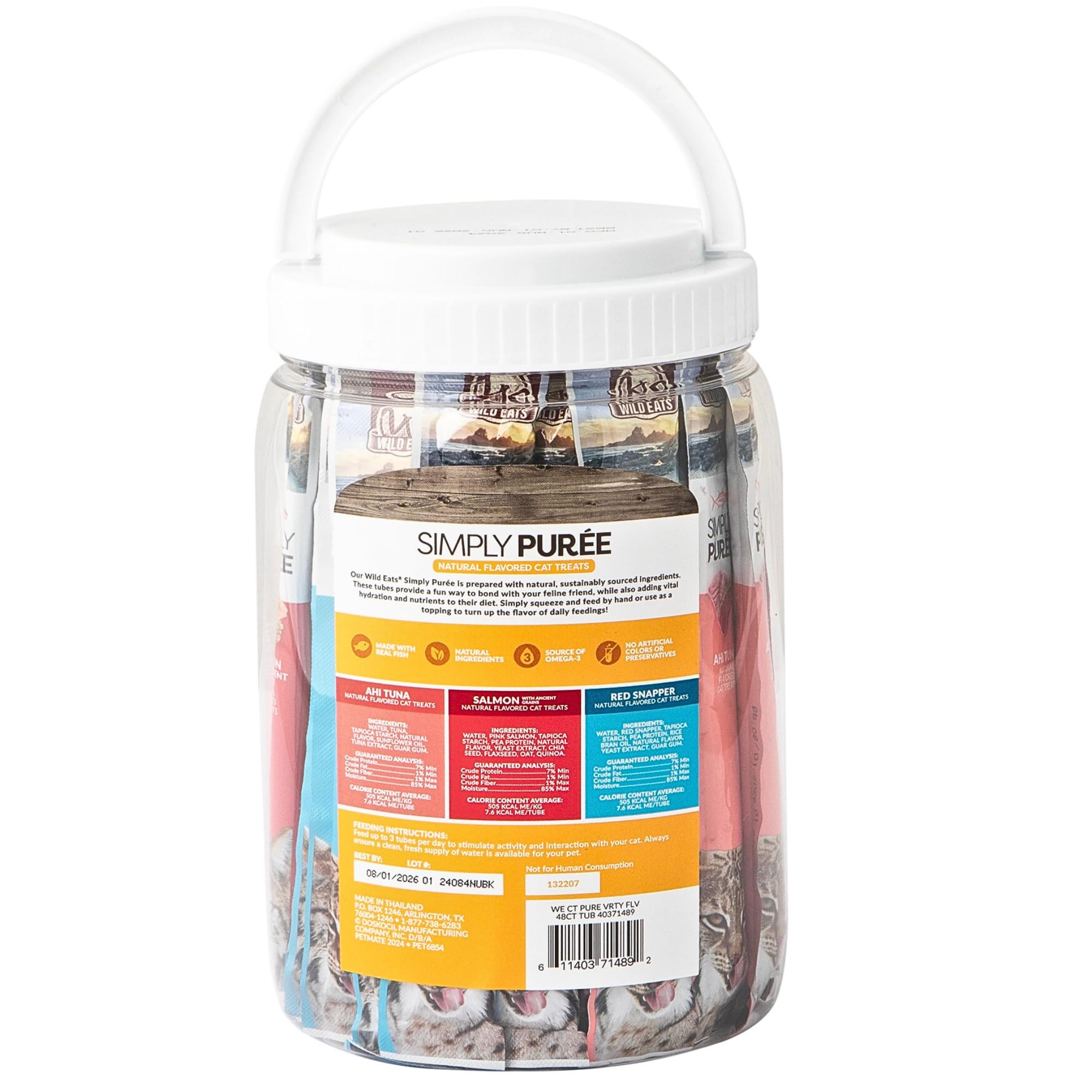 Wild Eats Simply Puree de Salmón Rosado, textura suave para snack diario.