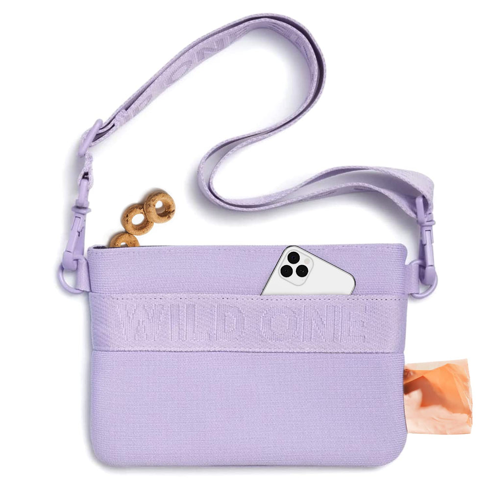 Wild One bolsa de premios lilac, ideal para golosinas durante paseos.