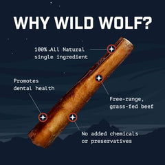 Wild Wolf Angus Bully Sticks sin hormonas ni aditivos para una opción natural