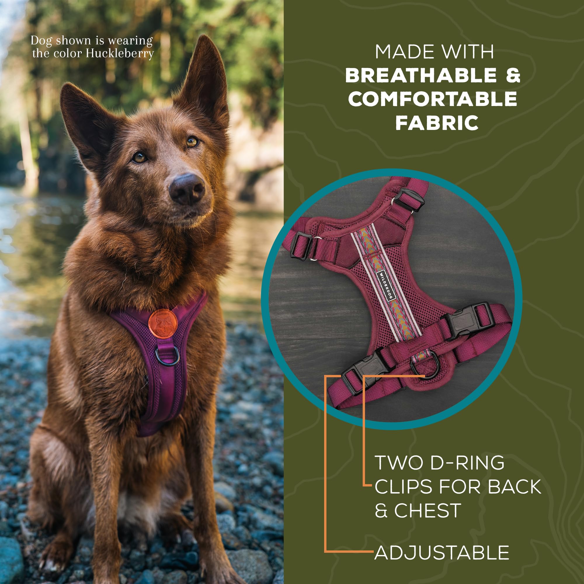 Arnés Wilderdog con asa superior para asistencia rápida.