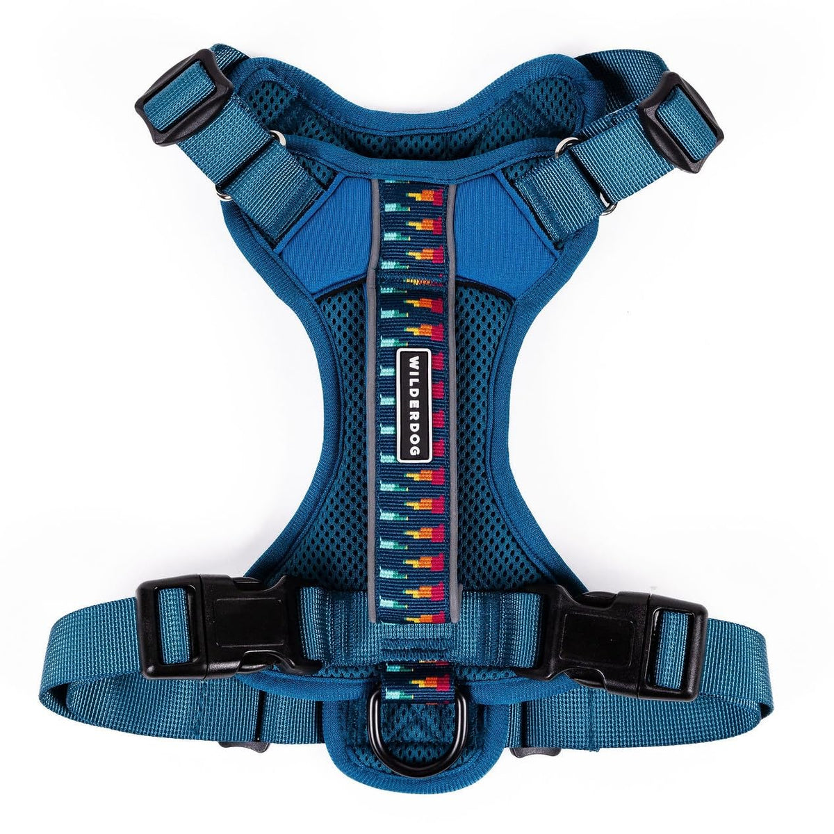 Arnés Wilderdog ligero con reflectantes para paseos nocturnos, color pacífico azul.