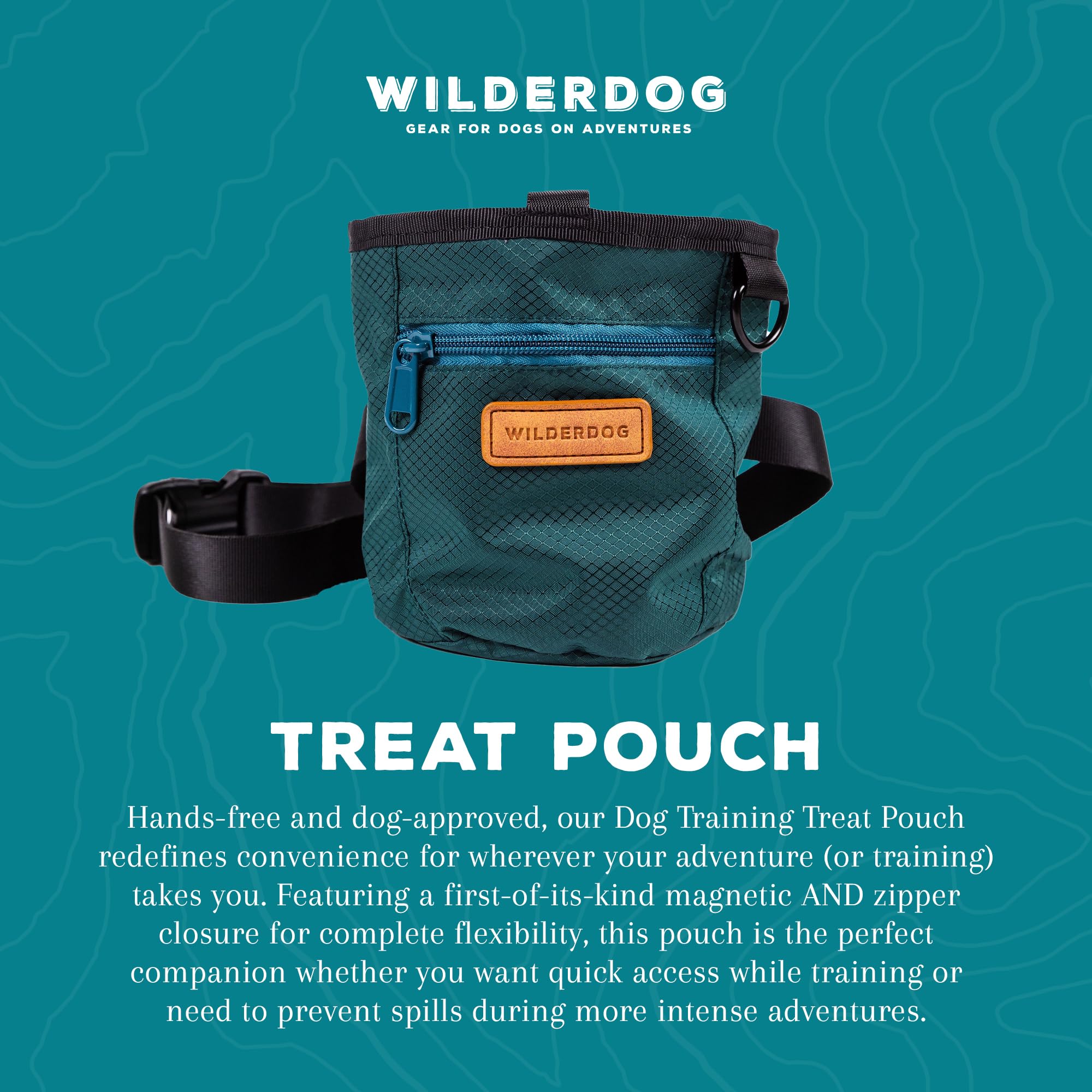 Wilderdog correa cinturón ajustable para comodidad durante paseos.