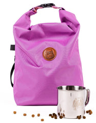 Bolsa Wilderdog color lila para croquetas, vista frontal, ideal para transportar comidas caninas.