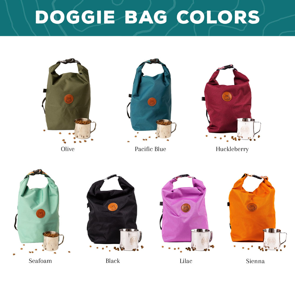 Bolsa Wilderdog lila, dimensiones desplegadas 12x18 para servir fácilmente.
