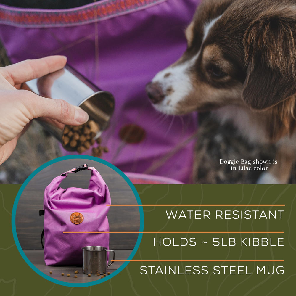 Bolsa Wilderdog lila, porción de comida en casa o en viaje.