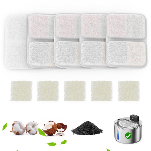 Conjunto de 5 filtros WILKIEE FS40 para agua limpia de mascotas.