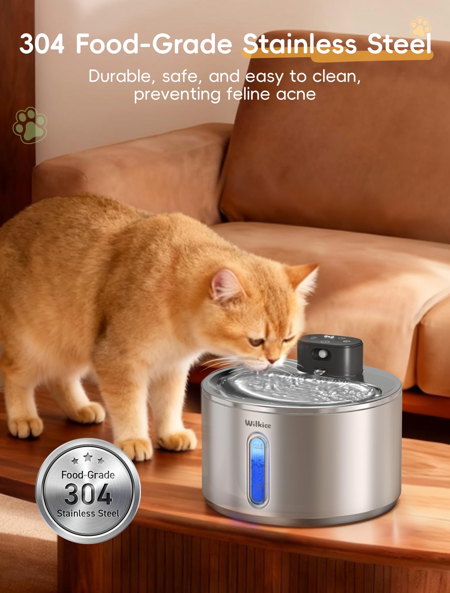 Uso en interiores para gatos y perros con fuente fiable.