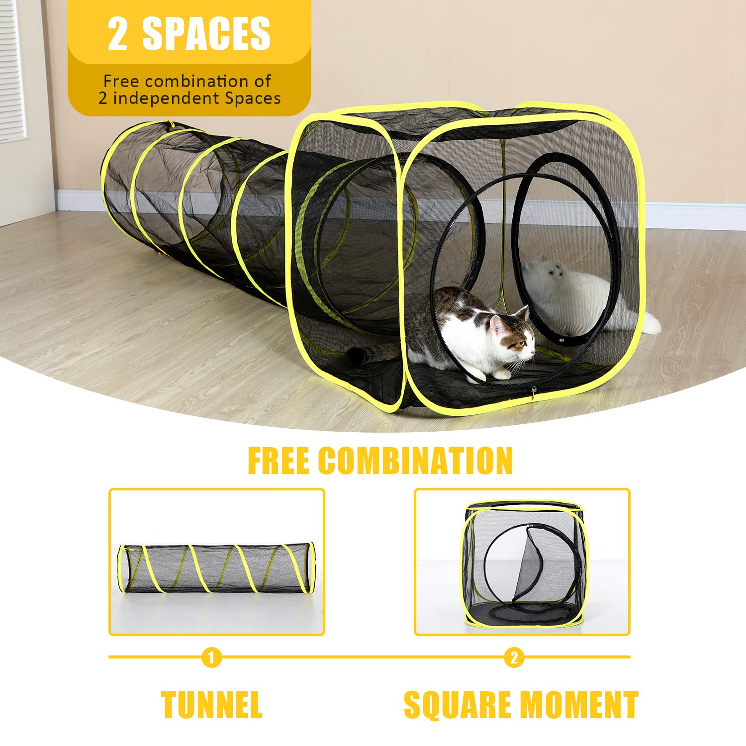 Wilwolfer tunel gatos malla portatil; espacio de juego versátil para exteriores.