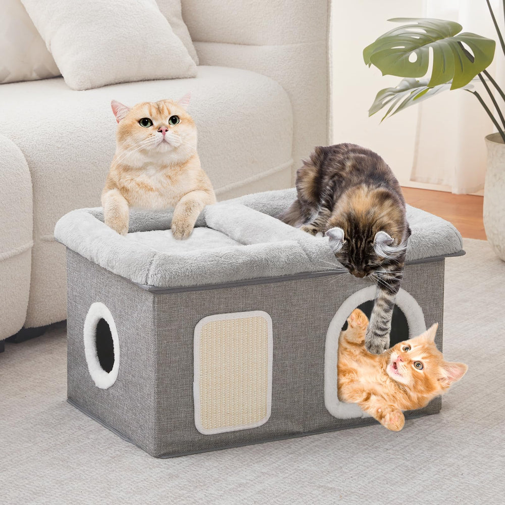 Windracing cueva-gato-dos-en-uno: refugio seguro para juego y siesta.