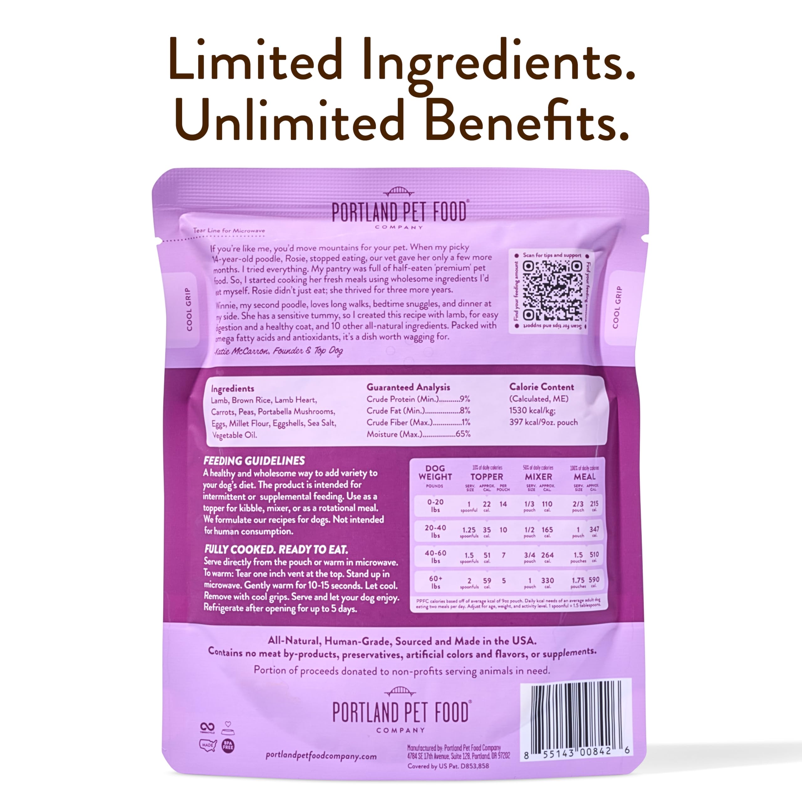 Winnie's Lamb N' Rice, pack de 8 unidades para hogares con perros.