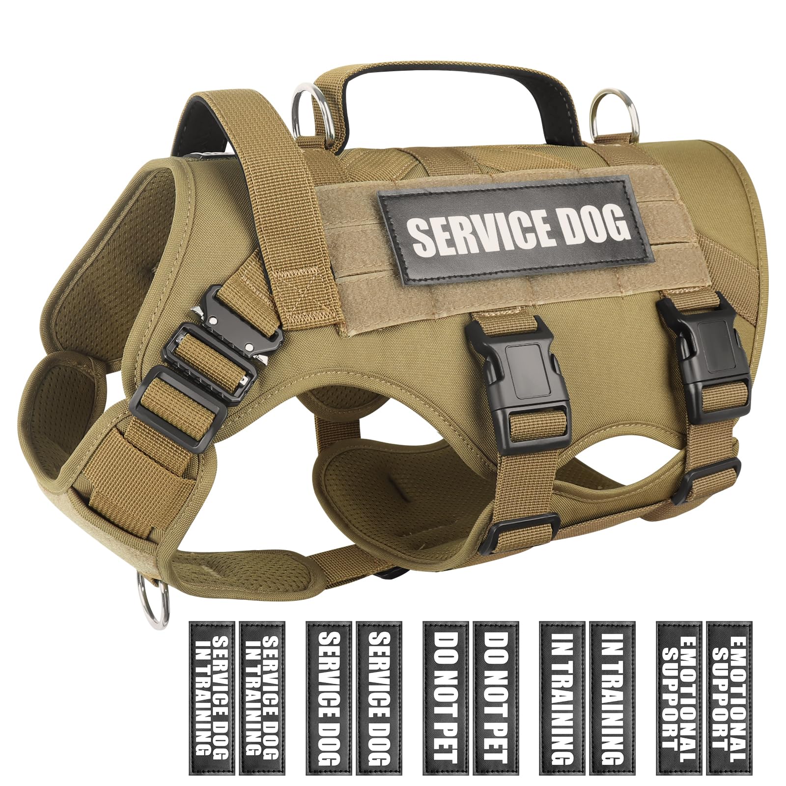 Arnés WINSEE para perros grandes con MOLLE, ideal para accesorios durante el trabajo.