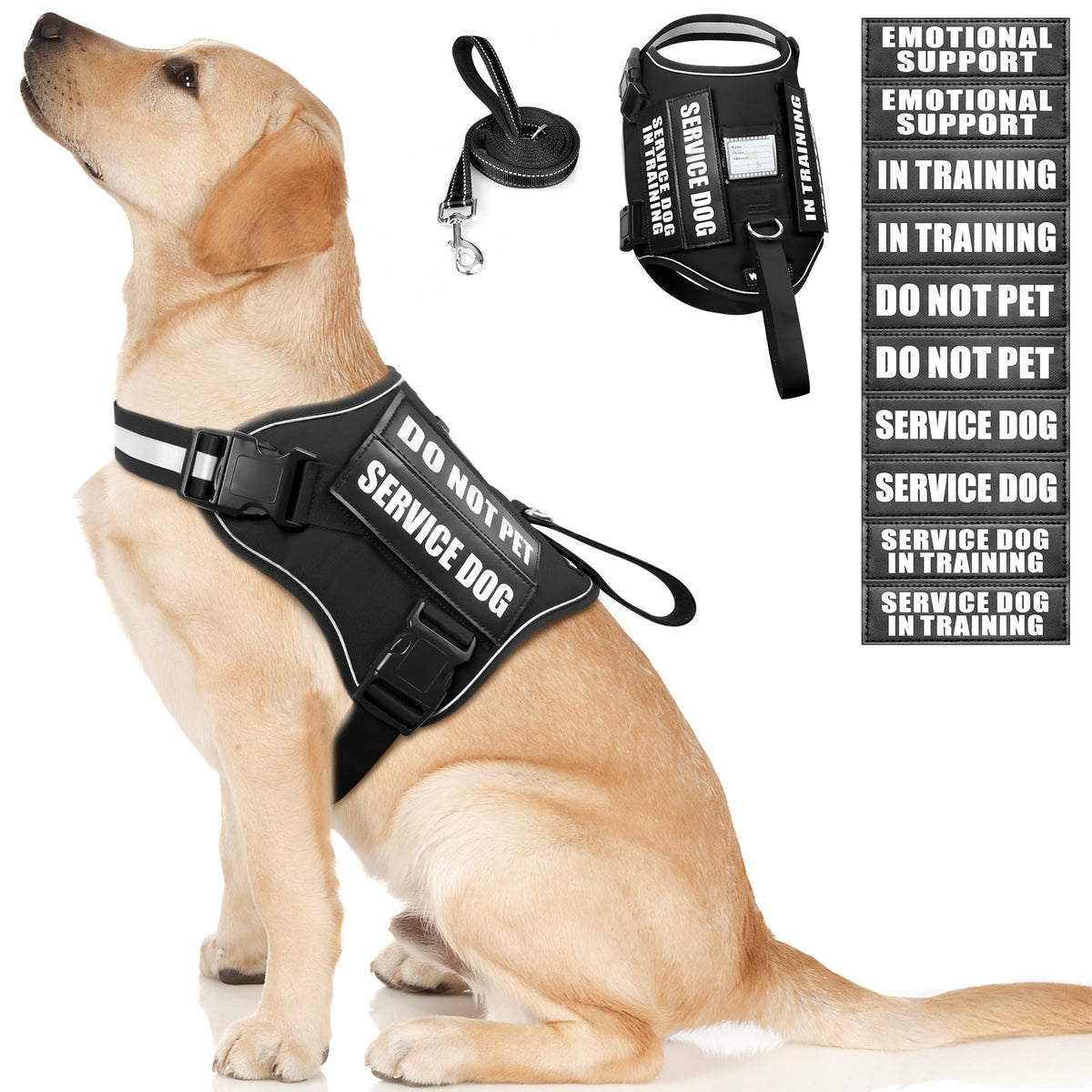 WINSEE arnés servicio para perro grande con parches y alta visibilidad