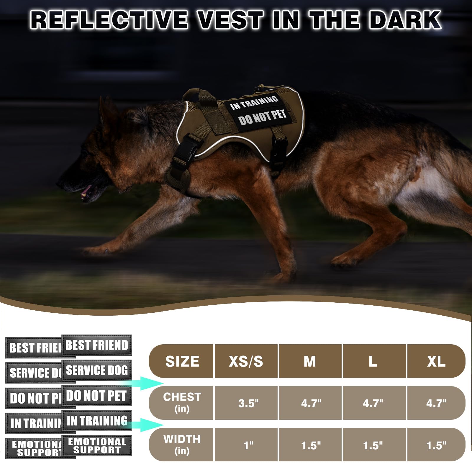Arnés WINSEE diseño ergonómico para perros grandes, cómodo y ajustable.