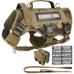 Arnés táctico WINSEE con MOLLE para perros grandes, ideal para trabajo y entrenamiento.