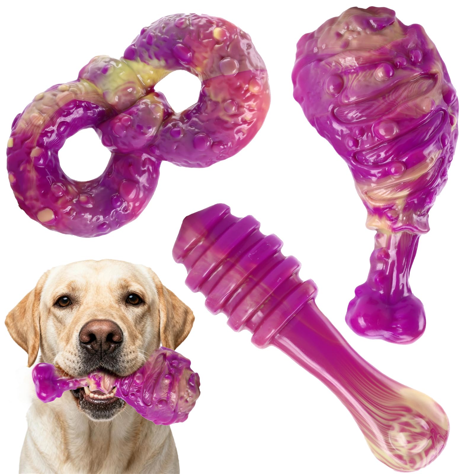WinTour Juguete pollo-pierna, masticable y duradero para perros agresivos