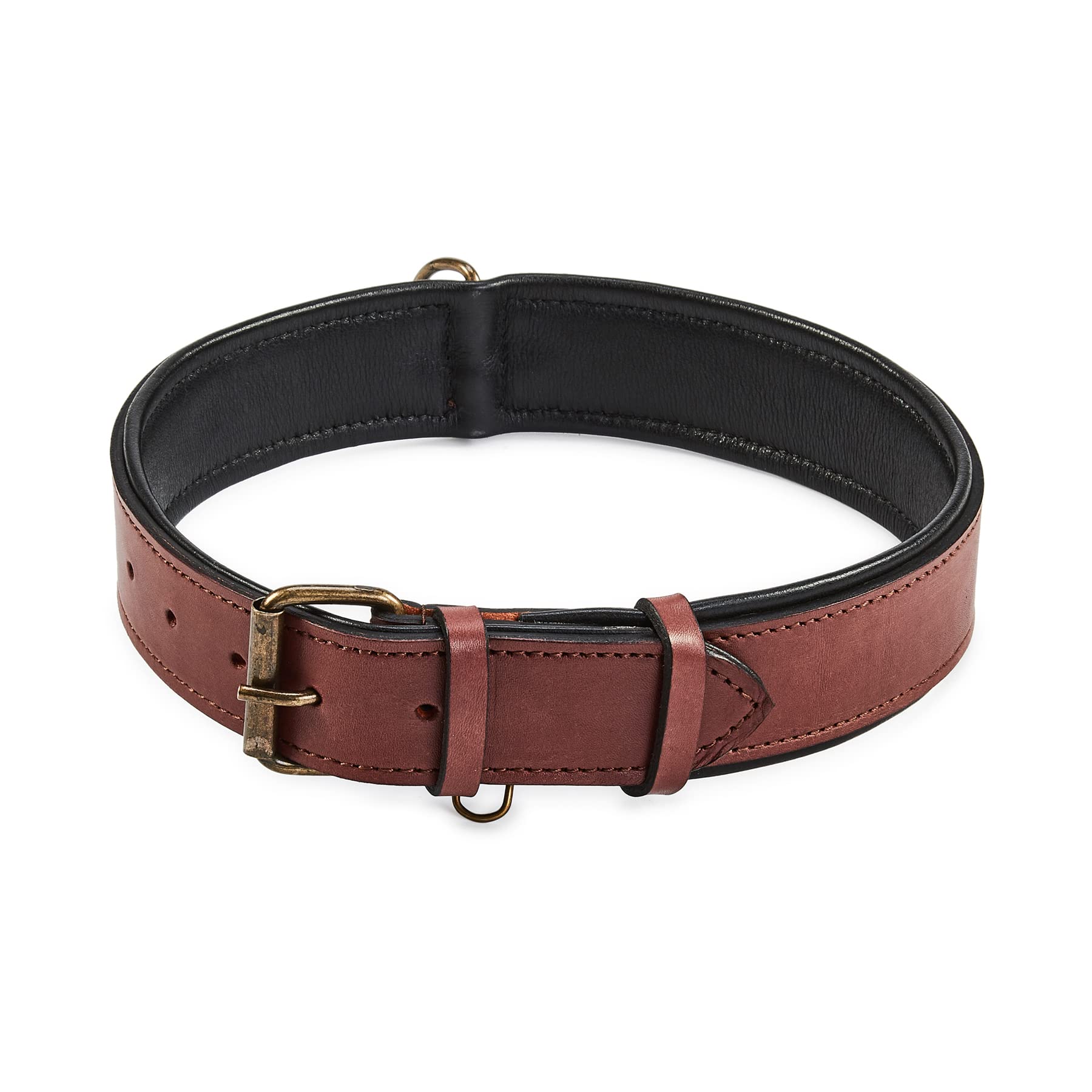 Collar Wise Owl Accessories para perro XL, exterior de cuero real granate, estilo retro.