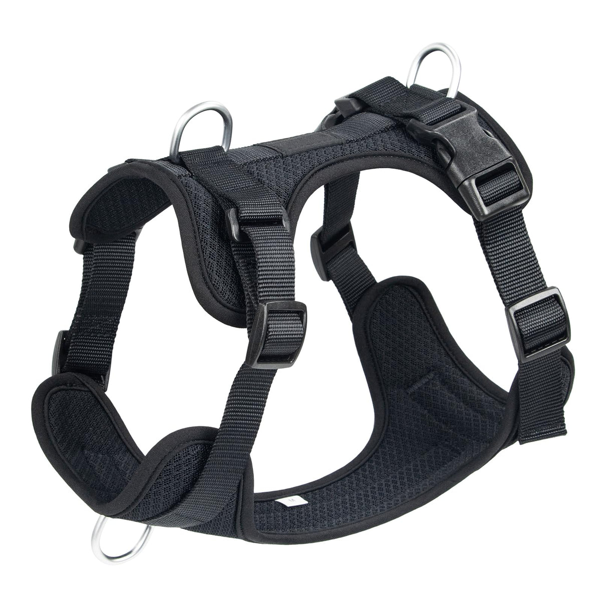 Arnés Wisedog con clip frontal para control sin tirones durante paseos.