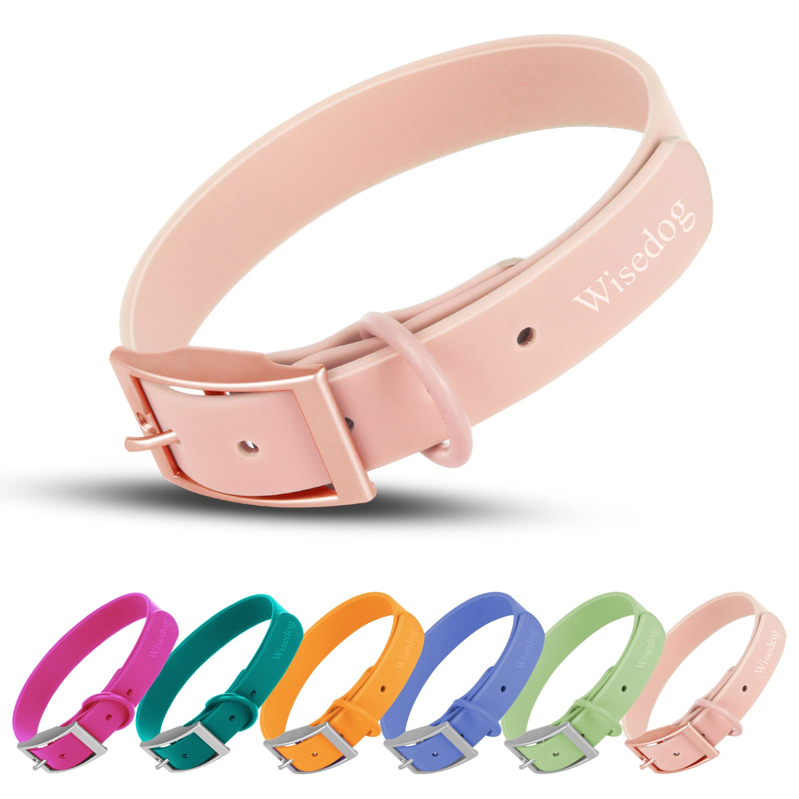 Wisedog collar impermeable rosa gossamer, ideal para paseos en clima húmedo.