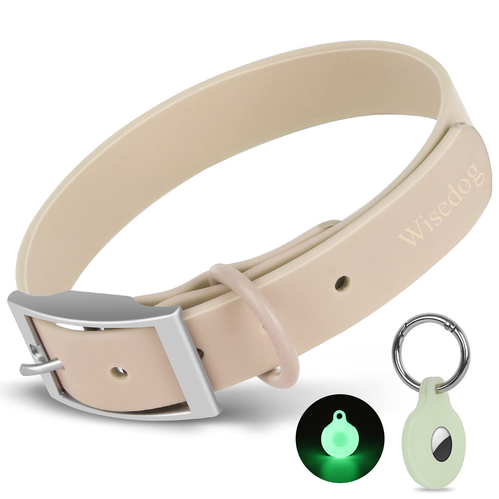 Collar Wisedog impermeable con recubrimiento de goma, ideal para paseos en lluvia
