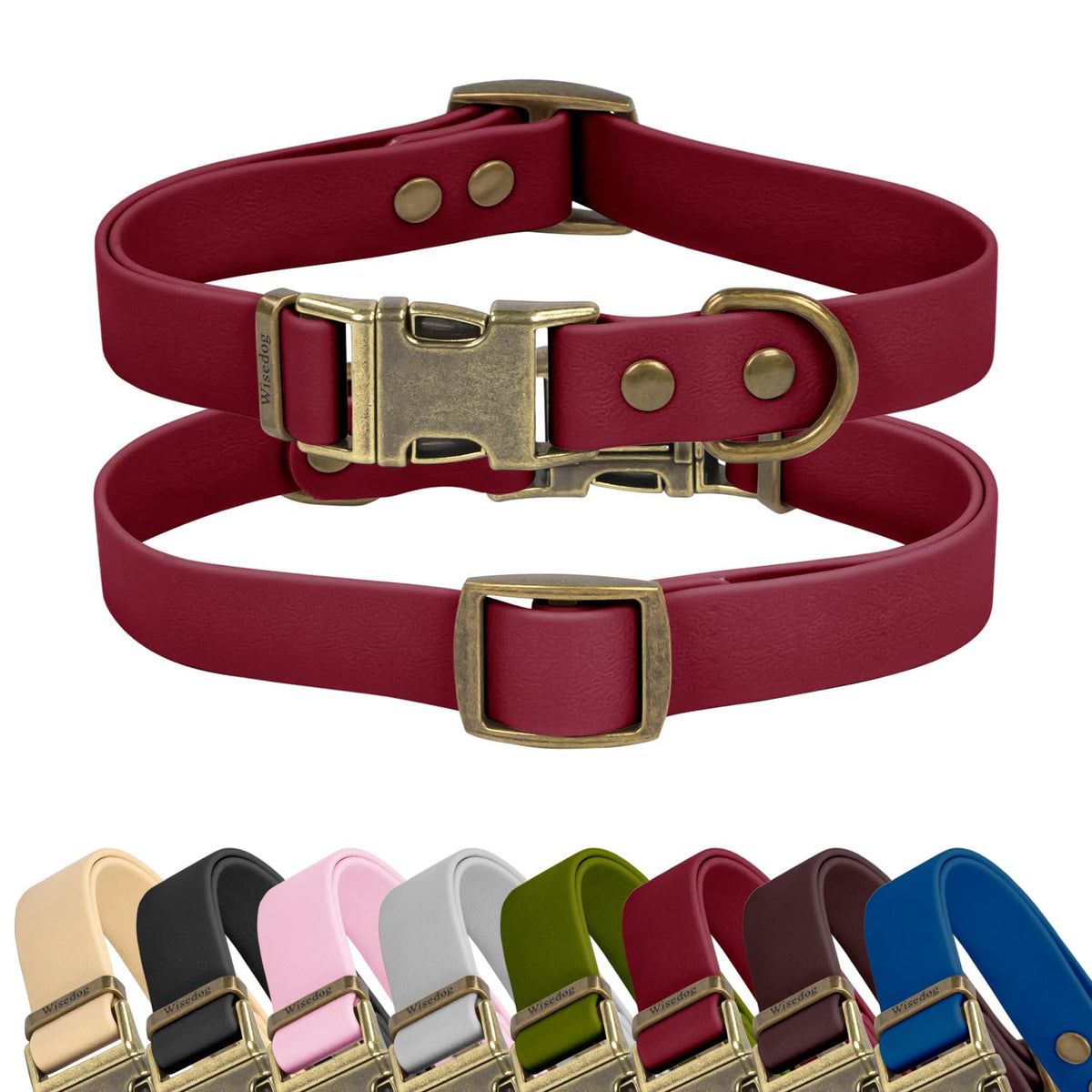Wisedog collar burdeos impermeable para perros medianos, ideal para paseos bajo lluvia