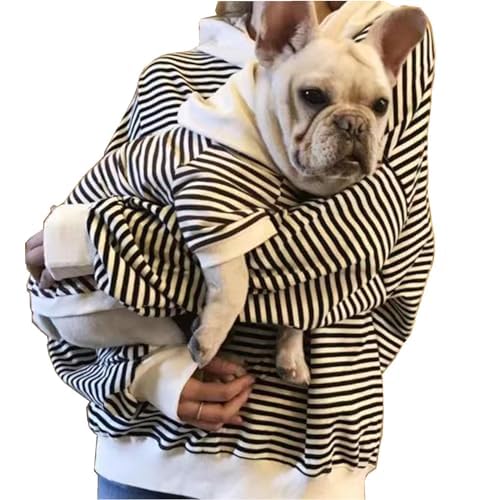 Sudadera Wiz BBQT para perro con rayas, vista frontal, ideal para paseos fríos.