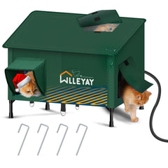 WLLEYAY casa-gato-exterior-grande-calefaccion, refugio cálido para gatos al aire libre