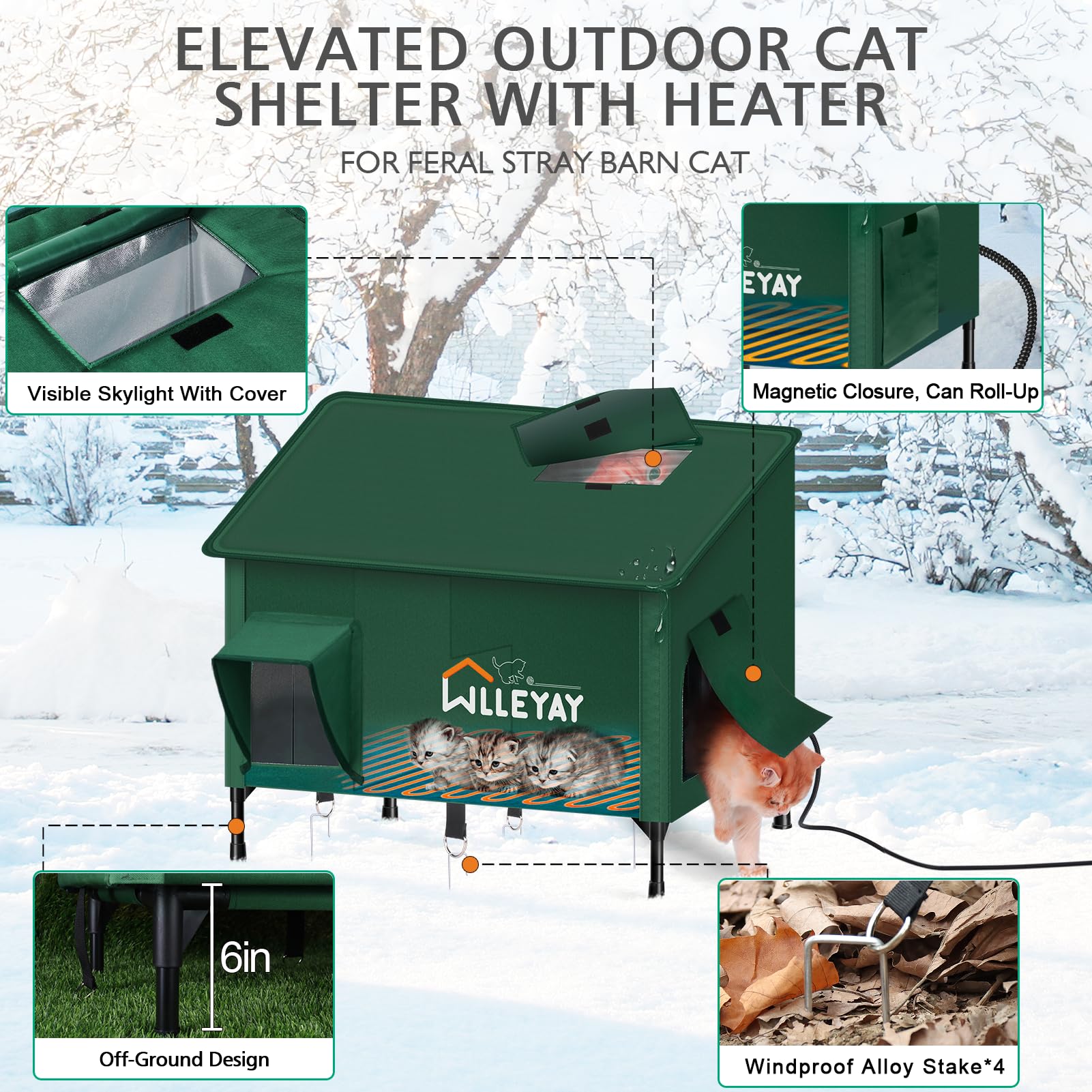 WLLEYAY techo-ventana-casa-gato, permite observar al felino y recibir luz solar