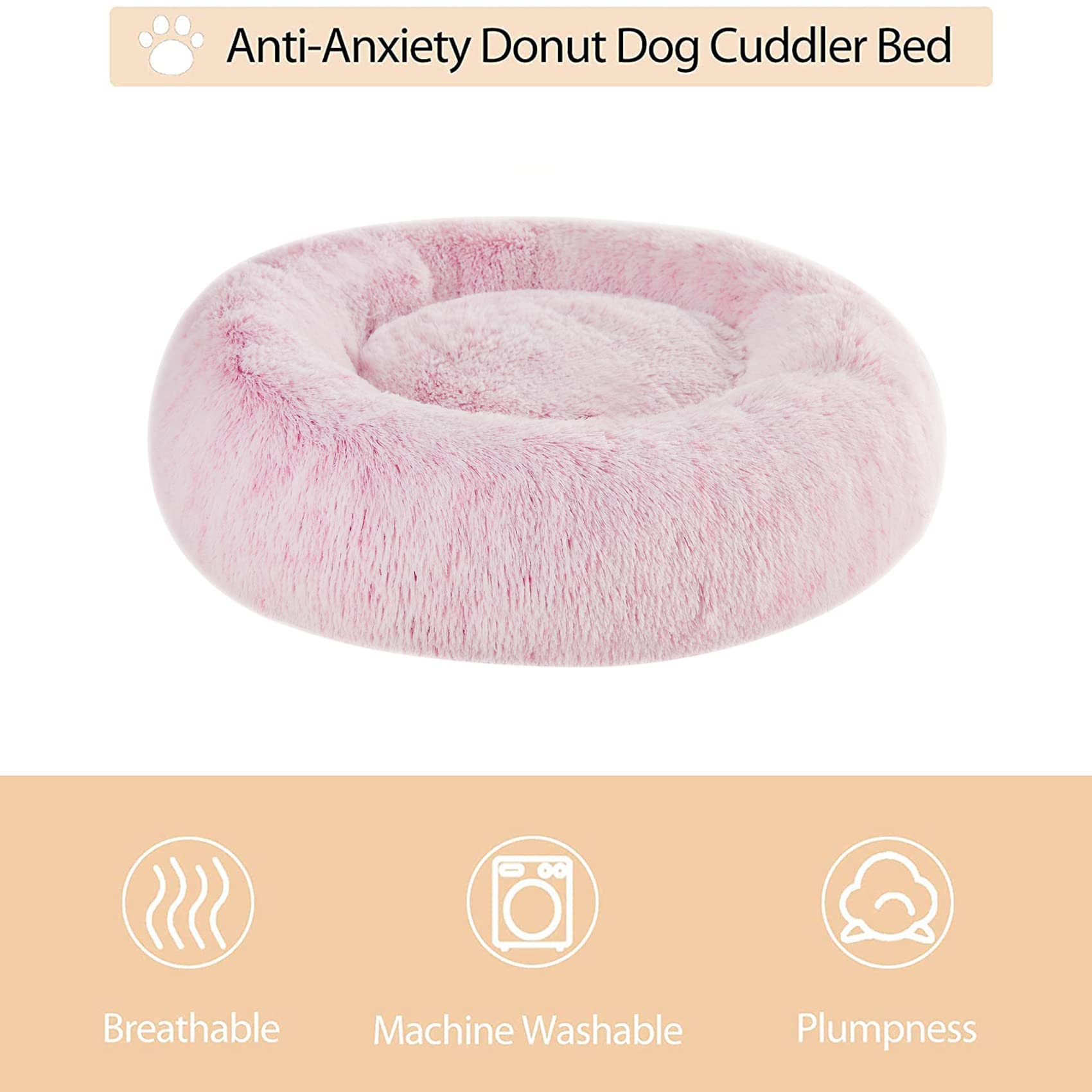 WNPETHOME cama en forma de dona con felpa plush, abriga al peludo.