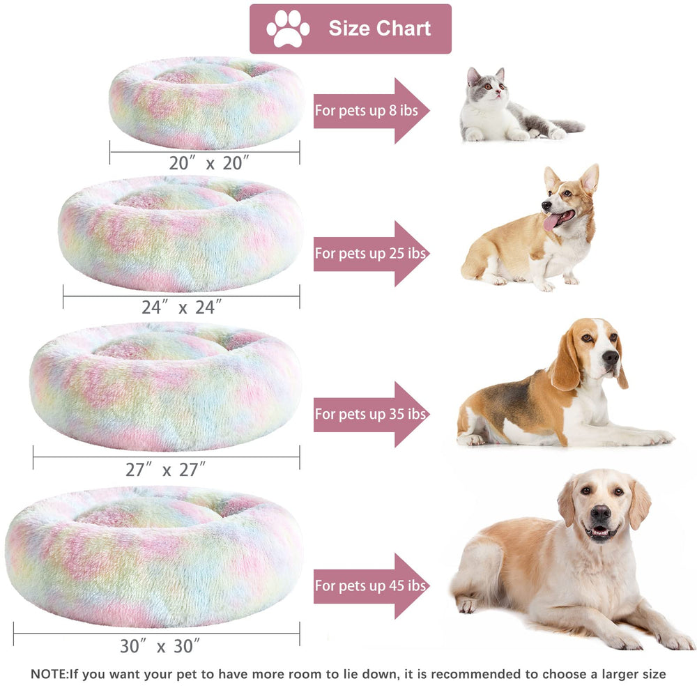 Fácil limpieza de la cama donut arcoíris WNPETHOME para uso diario.