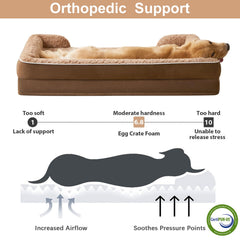 Cama WNPETHOME para perros grandes con respaldo de tres lados, apoyo cómodo para dormir.