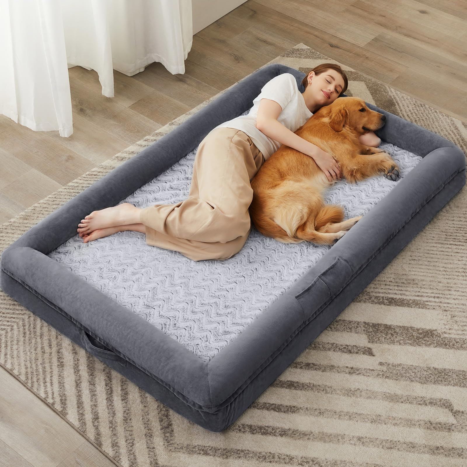 Cama para perro WNPETHOME con cubierta lavable, ideal para limpieza rápida.