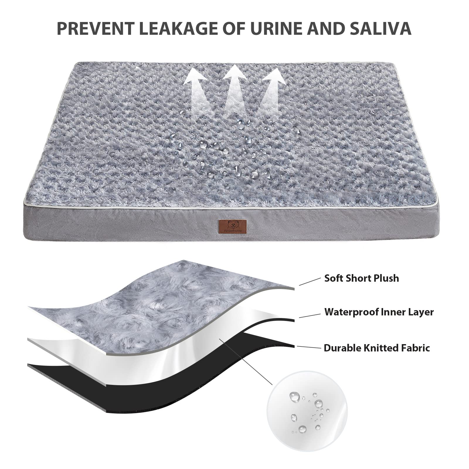Cama ortopédica WNPETHOME funda desmontable y lavable para limpieza fácil