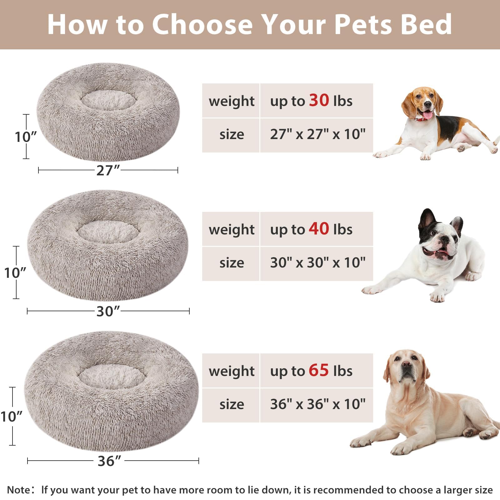Cama rosquilla WNPETHOME en uso, perro descansando plácidamente.