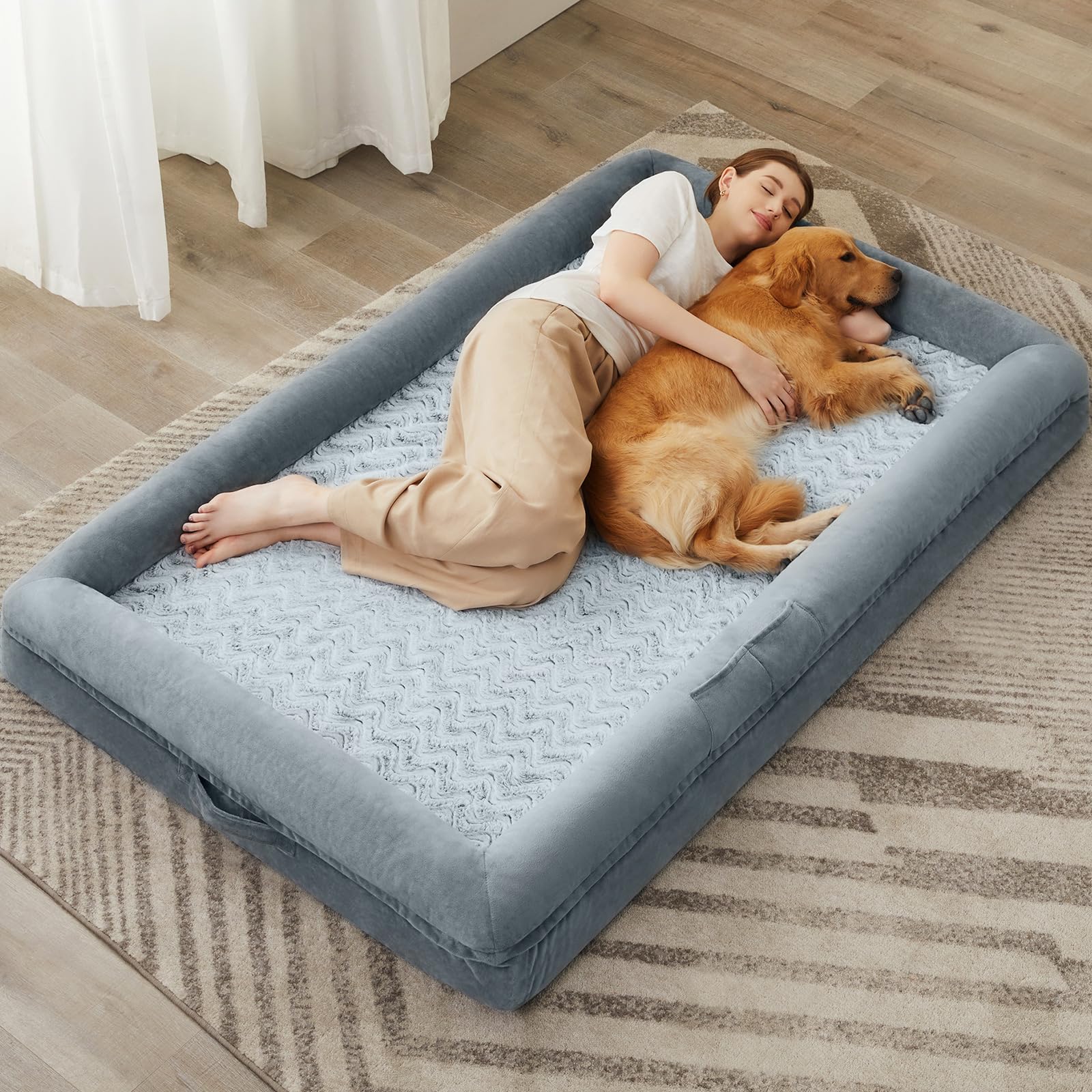 Cama para perros WNPETHOME con funda de terciopelo suave para mayor comodidad.
