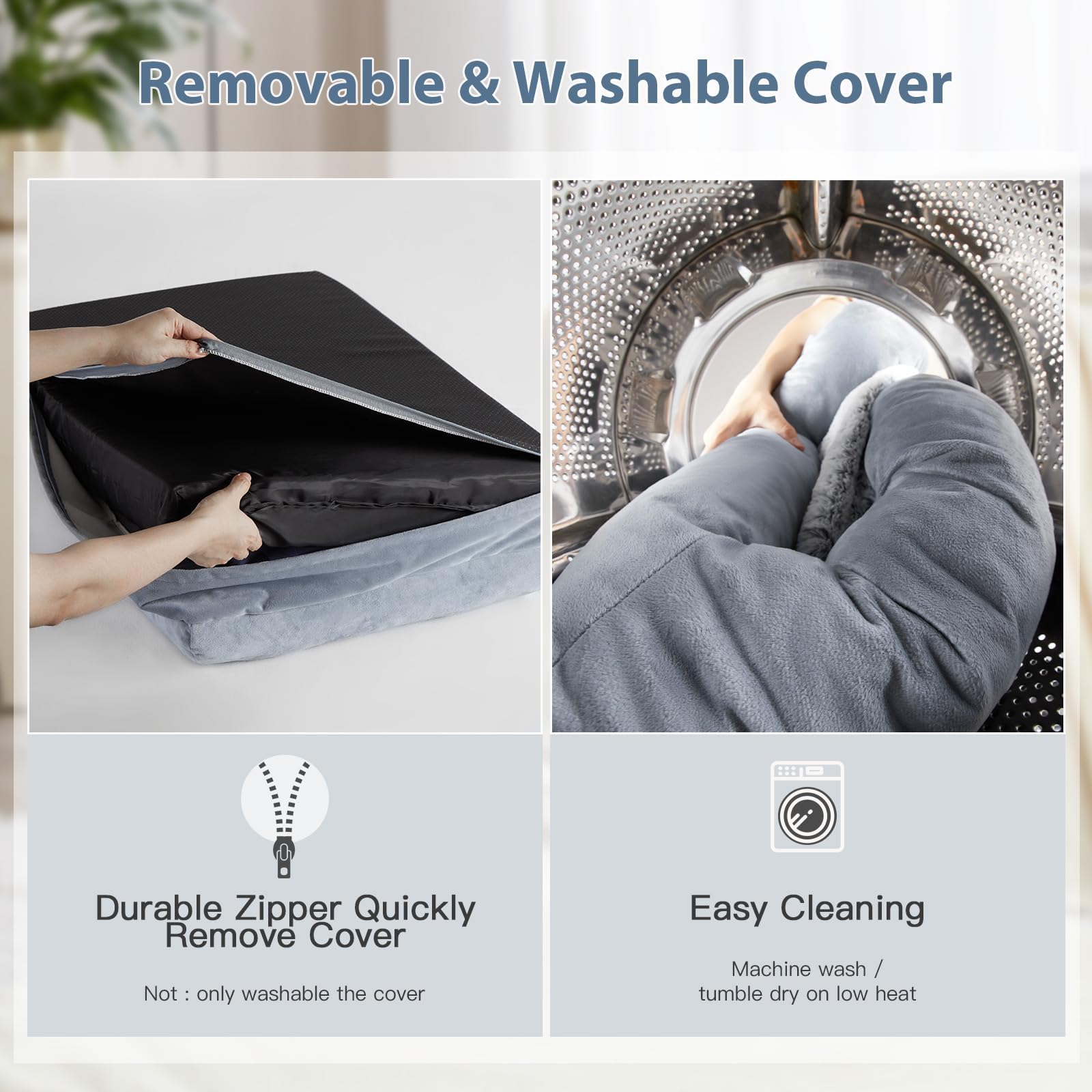Espuma de alta densidad en la cama WNPETHOME XXL distribuye el peso para descanso estable.