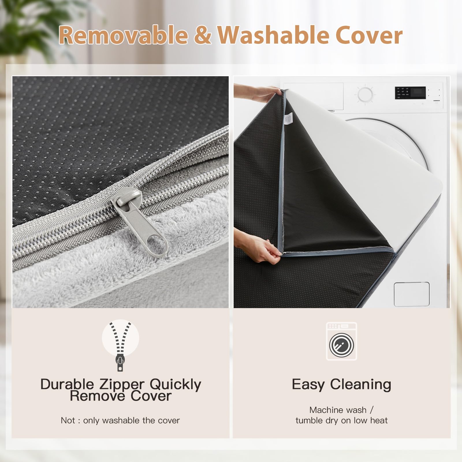 Espuma ortopédica densa de WNPETHOME XL ofrece soporte estable.